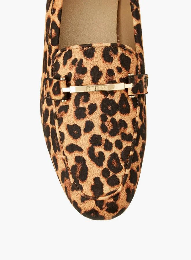 Renzo Ruganni TAN Women Animal Print Slip-On Loafers for Women | Best Price UAE