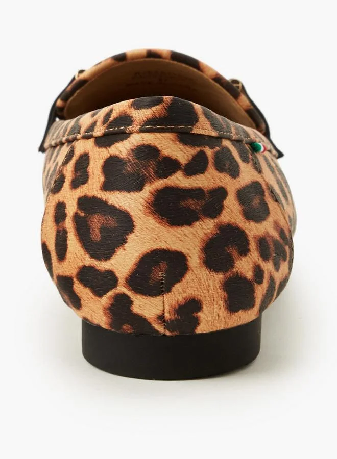 Renzo Ruganni TAN Women Animal Print Slip-On Loafers for Women | Best Price UAE
