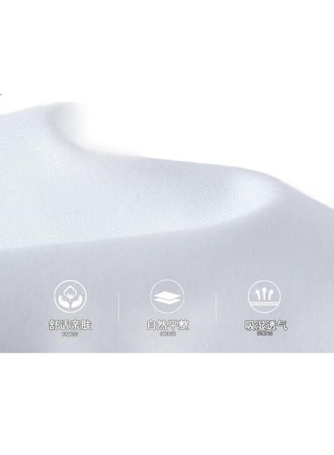 FIRS Cool Mulberry Silk Men'S Short Sleeve Summer Casual Business Stretch Wrinkle-Free Shirt White 39 - Image 3