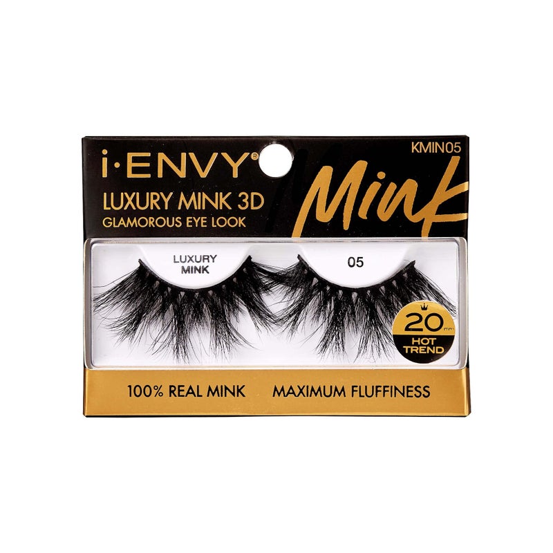 i.Envy i-ENVY Luxury Mink Collection False Eyelashes 100% Real Mink Glamorous Eye Look Lashes Maximum Fluffiness 3D Multi-Curl Angle (1 Pack) - Image 1