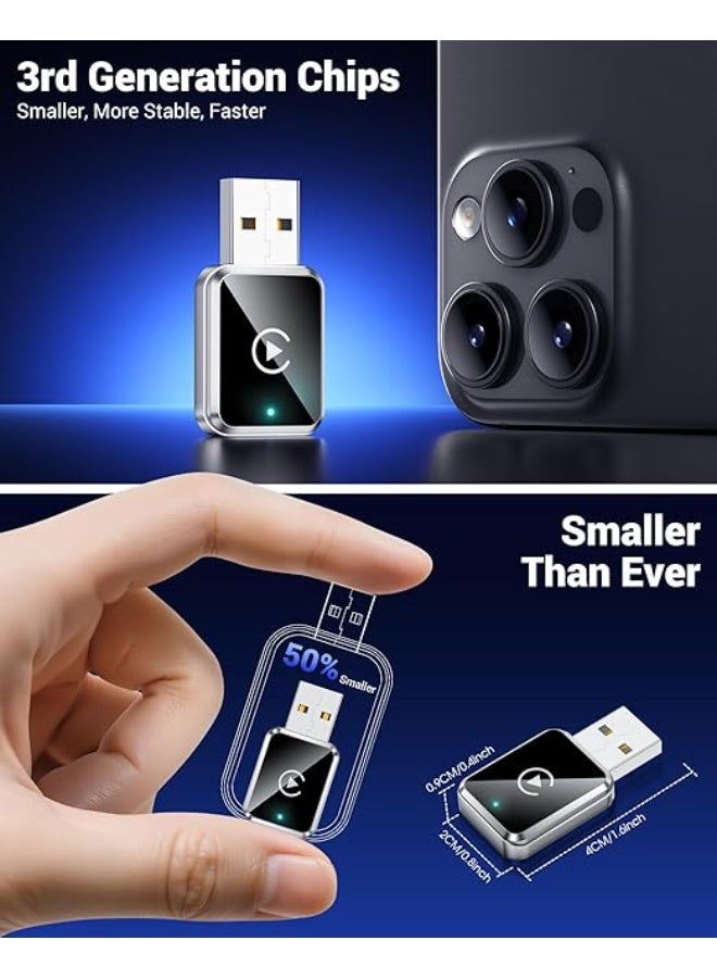محول كاربلاي لاسلكي صغير – يحوّل الكاربلاي السلكي إلى لاسلكي – بمنفذي USB وType-C – اتصال ثابت وسريع بدون تأخير – متوافق مع آيفون iOS 10+ والسيارات من موديل 2016 فأحدث - Image 2