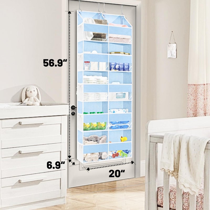 Ofiray-home Blue Over the Door Organizer 5 Tiers, Extra Large Behind Door Storage of 10 Compartments, 80 lbs Weight Capacity Hanging Storage Organizer with Clear Window Kids Toys, Shoes, Diapers, Room storage - Image 4
