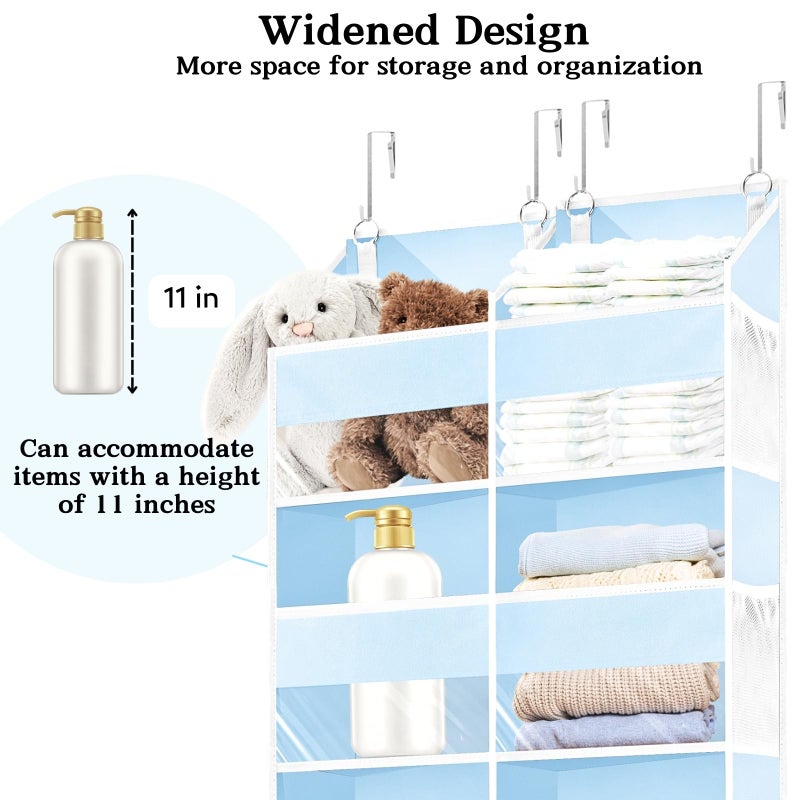Ofiray-home Blue Over the Door Organizer 5 Tiers, Extra Large Behind Door Storage of 10 Compartments, 80 lbs Weight Capacity Hanging Storage Organizer with Clear Window Kids Toys, Shoes, Diapers, Room storage - Image 2
