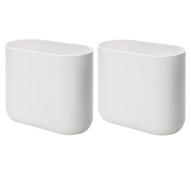 InterDesign iDesign Small Oval Plastic Bathroom Trash Cans  Ideal for Bathroom Bedroom or Office  Set of 2  White