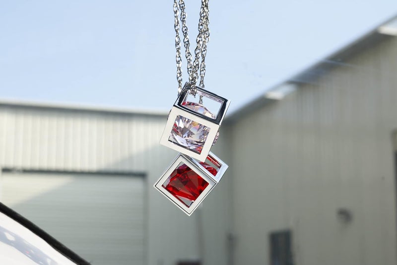 Fsforcar Bling Diamond Cube Rear View Mirror Charm - Image 5