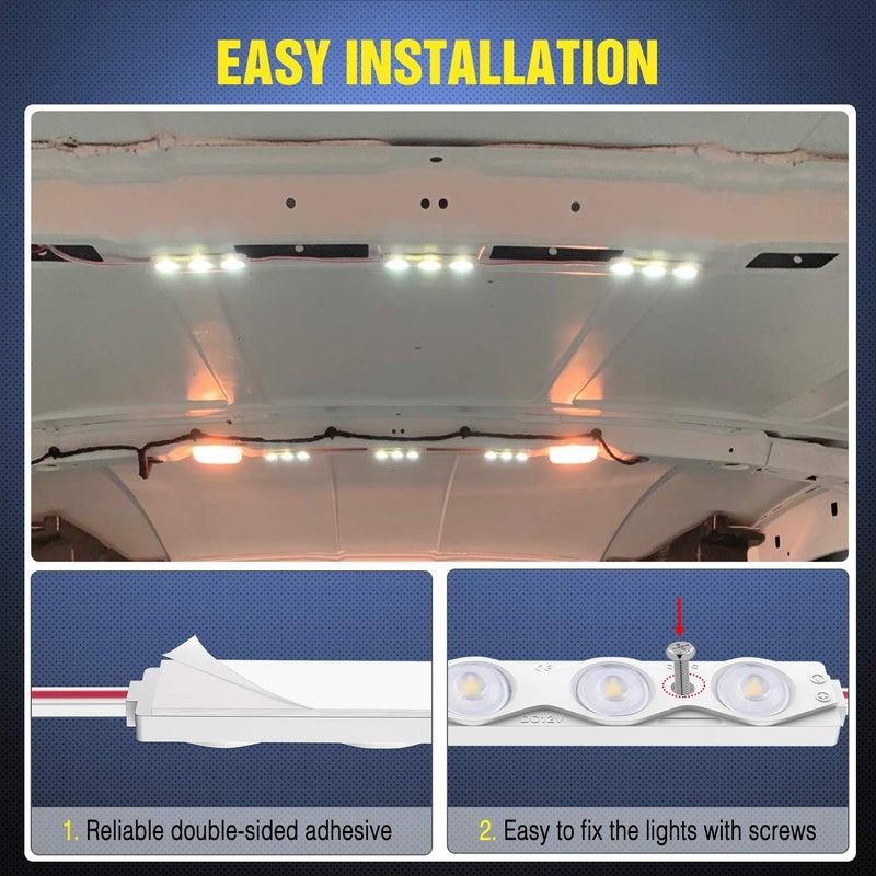 Nilight 60Leds Van Interior Light Kits 12V White Led Ceiling Lighting Kit for Truck Van RV Boats Caravans Trailers Lorries Transit 20 Modules (TL-39) - Image 5