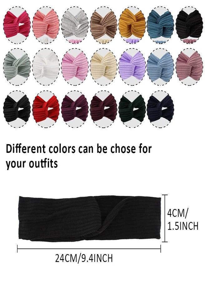 AHONEY 20 PACK Head Bands for Women's Hair Twist Headband Stretchy Workout Elastic Fabric Solid Color Turban Headbands Hair Bands Hair Accessories for Women Fashion Sport YogH - Image 4