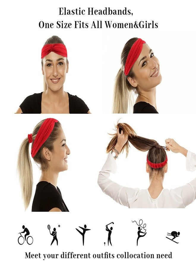 AHONEY 20 PACK Head Bands for Women's Hair Twist Headband Stretchy Workout Elastic Fabric Solid Color Turban Headbands Hair Bands Hair Accessories for Women Fashion Sport YogH - Image 3