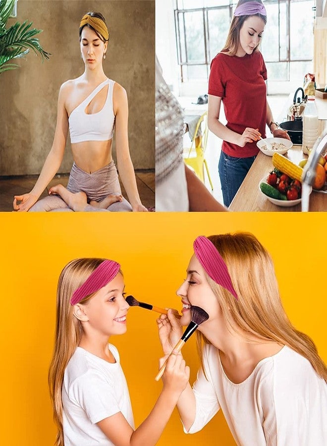 AHONEY 20 PACK Head Bands for Women's Hair Twist Headband Stretchy Workout Elastic Fabric Solid Color Turban Headbands Hair Bands Hair Accessories for Women Fashion Sport YogH - Image 2