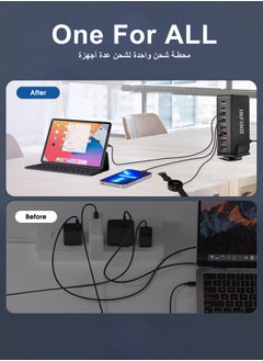 infino 240W USB C Charger Charging Station - 4 Type-C Ports (100W, 3x 30W) and 4 USB Ports (QC18W) - GaN Technology - Certified for Macbook, iPhone, Galaxy, iPad, Honor and More - 1.5m Power Cord  - Image 4