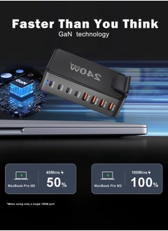 infino 240W USB C Charger Charging Station - 4 Type-C Ports (100W, 3x 30W) and 4 USB Ports (QC18W) - GaN Technology - Certified for Macbook, iPhone, Galaxy, iPad, Honor and More - 1.5m Power Cord  - Image 2