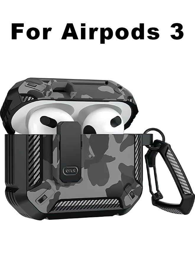 Wish Plus Airpods Case For 3 Generation With Anti-Lost Lock Keychain, Hard Shell,Drop-Proof Andshock-Resistant Airpods Cover With Carabiner, Suit For Mountaineering, Hiking, Cycling (Grey) - Image 1