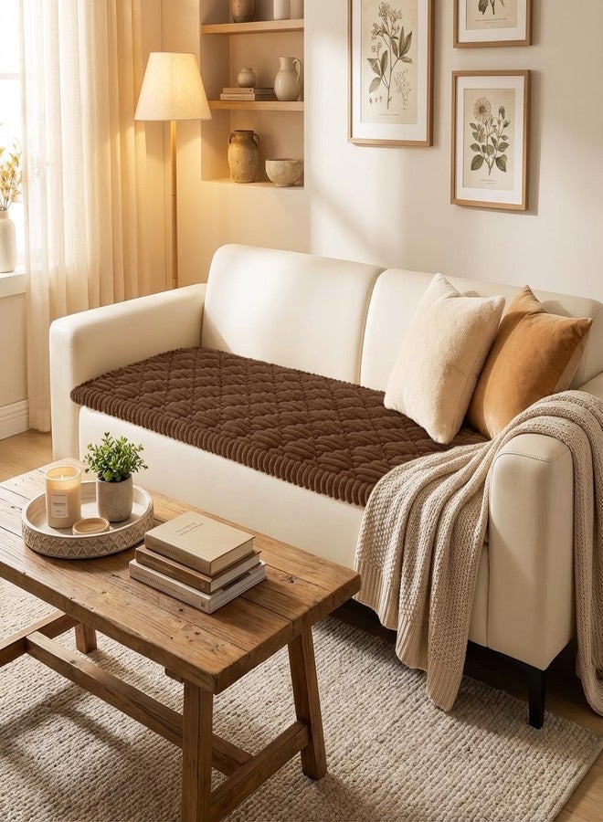 smiry غطاء أريكة سميري للحيوانات الأليفة، قابل للغسل، مانع للانزلاق، ناعم الملمس، مناسب للأرائك ذات 3 وسائد، صديق للحيوانات الأليفة، واقي أثاث سميك وناعم، غطاء أريكة للكلاب (شوكولاتة، 27.6 بوصة × 70.9 بوصة). - Image 2