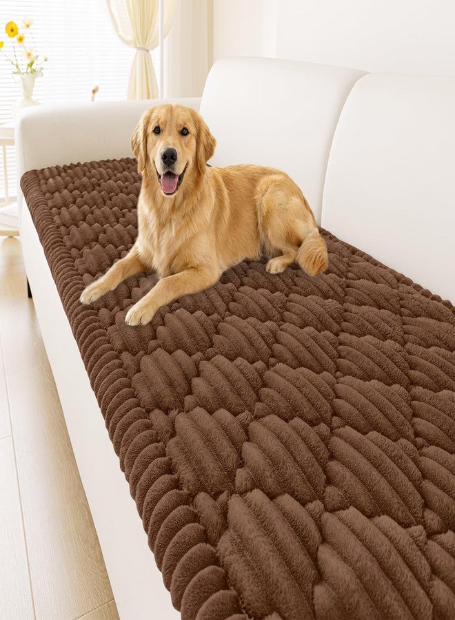smiry غطاء أريكة سميري للحيوانات الأليفة، قابل للغسل، مانع للانزلاق، ناعم الملمس، مناسب للأرائك ذات 3 وسائد، صديق للحيوانات الأليفة، واقي أثاث سميك وناعم، غطاء أريكة للكلاب (شوكولاتة، 27.6 بوصة × 70.9 بوصة). - Image 1