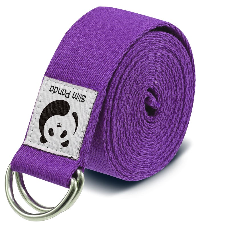 Slim Panda Yoga Strap for Stretching, (10+ Colors,6 Feet/8 Feet) Yoga Bands with Adjustable D-Ring Buckle, Cotton Yoga Belt for Fitness, Yoga, Pilates, Physical Therapy, Improve Flexibility - Image 1