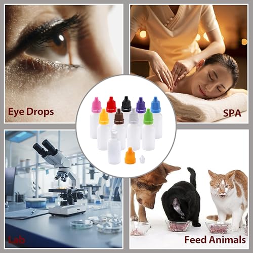 KCKHFA 10PCS Eye Dropper Bottles, Mini Plastic Dropper Bottles For Travel, Empty Squeezable Refillable Containers with Cap and Plug (15ml/0.5oz) - Image 4