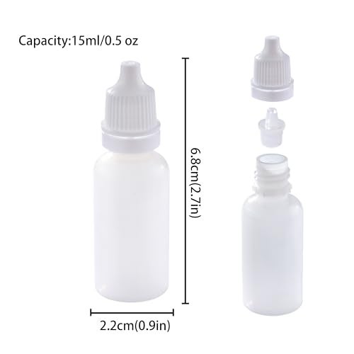 KCKHFA 10PCS Eye Dropper Bottles, Mini Plastic Dropper Bottles For Travel, Empty Squeezable Refillable Containers with Cap and Plug (15ml/0.5oz) - Image 2