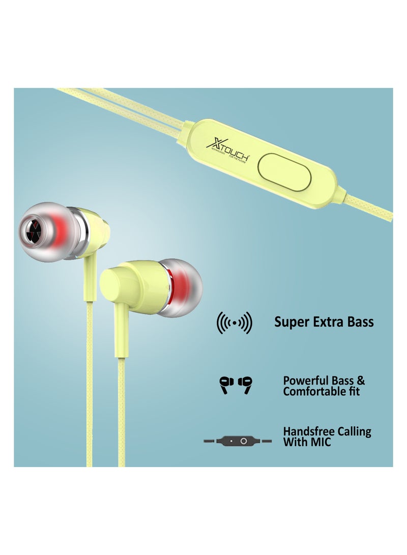 XT BLAST BASS Classic Wired Earphones With Mic Volume Control Passive Noise Cancelling Earphones With 3.5mm Jack And Built In Woofer Best Sound Compatible With Smartphones And Laptops Yellow - Image 4