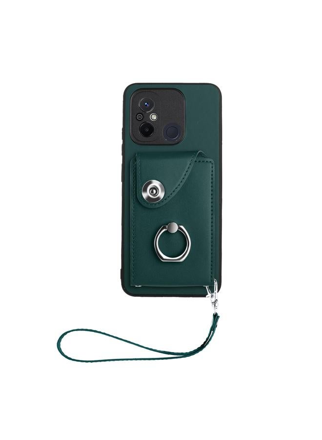 erorex Case For Xiaomi Redmi 12C/11A Organ Card Bag Ring Holder PU Phone Case with Lanyard - Image 2