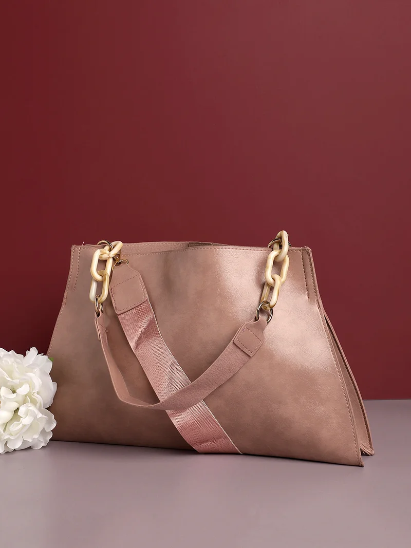 صوص هاوت Pink Solid Vegan Leather Handbag