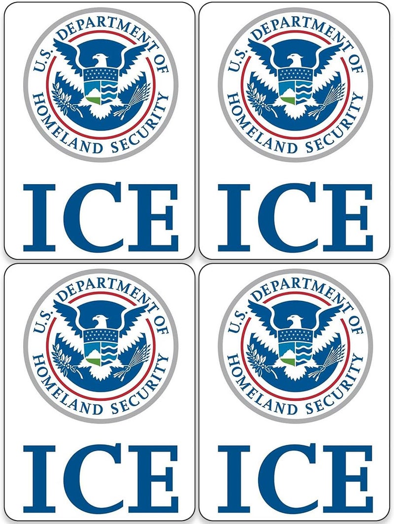 4-Pack: ICE Bumper Sticker (Homeland Security Logo Support Border Patrol Conservative Republica Vinyl Decal for car Truck or Van (1.5 x 2 inch Each)
