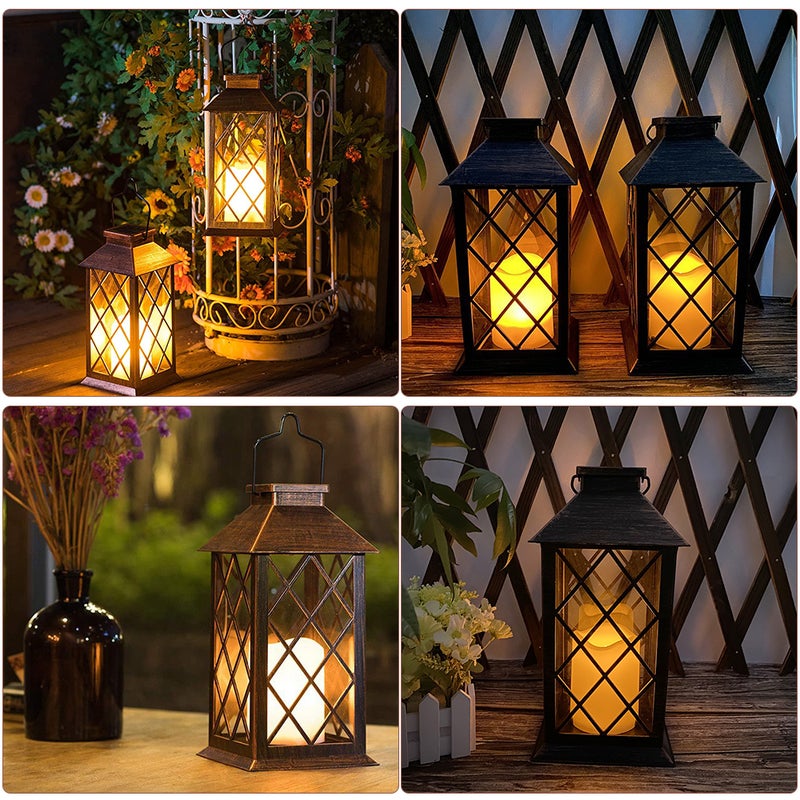 LED Solar Lantern Outdoor Hanging Lantern Water Flickering Flameless Candle Light Decoration Lamp for Patio Garden Party Backyard - Image 4