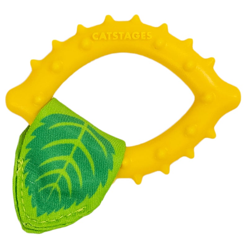 Catstages Dental Lemon Teether, Soft and Textured Cat Chew Toy, Catnip Oil Coating, Yellow - Image 1