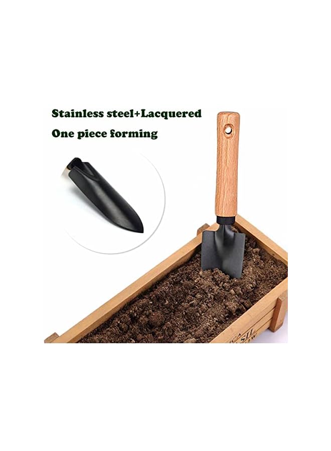 PROMASS 3 Pieces Garden Tools Set-Garden Rake Trowel, Gardening Tools with Wood Handle,Iron Crafts Gardening Work Kit with Solid Wood Ergonomic Handle Tools Succulent Gift Set Outdoor Gardening Tools(Black) - Image 4