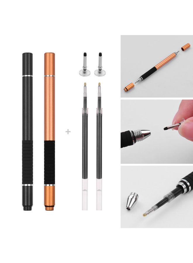 NIBEMINENT 2-Piece 2-In-1 Precision Stylus Pen Gold/Black - Image 2