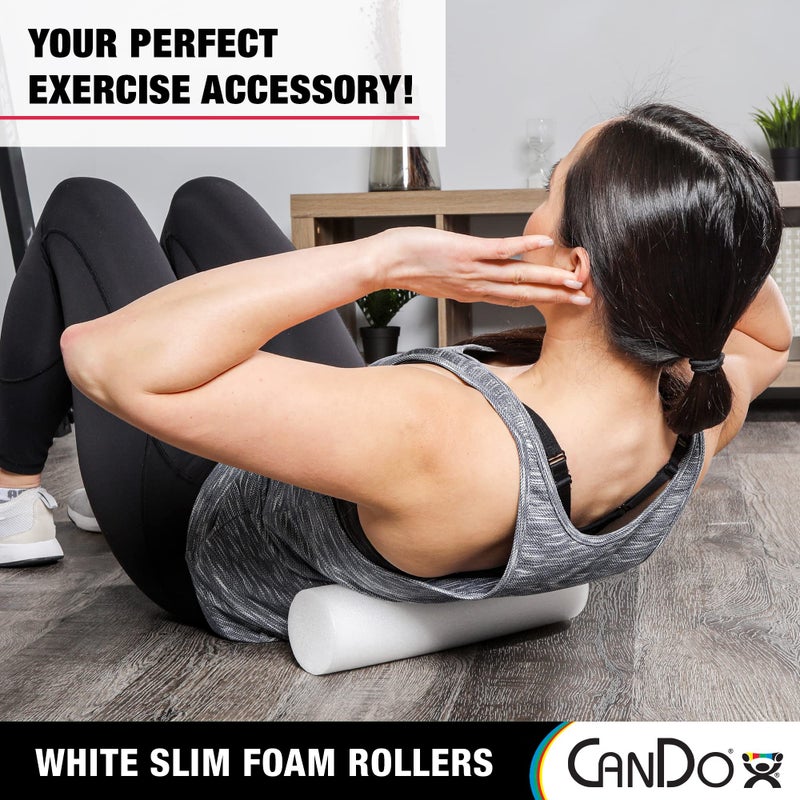 CanDo Slim White PE Foam Rollers for Exercise, Fitness, Muscle Restoration, Massage Therapy, Sport Recovery and Physical Therapy for Home, Clinics, Professional Therapy 3" x 12" Round - Image 3