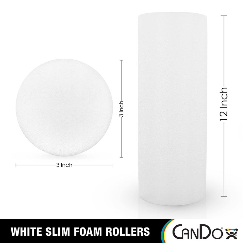 CanDo Slim White PE Foam Rollers for Exercise, Fitness, Muscle Restoration, Massage Therapy, Sport Recovery and Physical Therapy for Home, Clinics, Professional Therapy 3" x 12" Round - Image 2