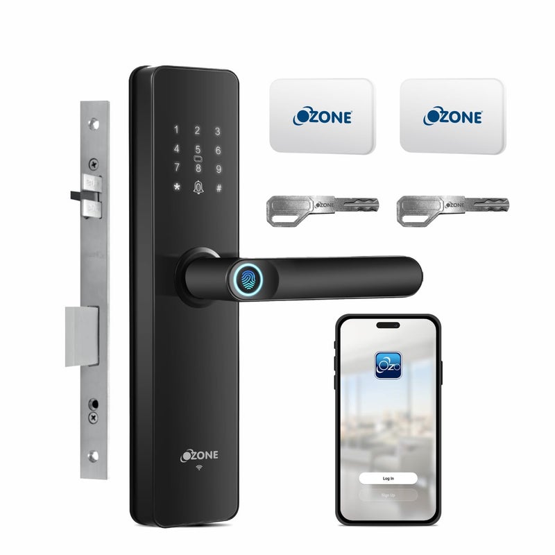Ozone Ozone Smart WiFi Lock for Wooden Metal Doors 5Way Access App Unlocked Fingerprint RFID Emergency Key 3580 mm Door Thickness Free Installation 2 Year Warranty  - Image 1