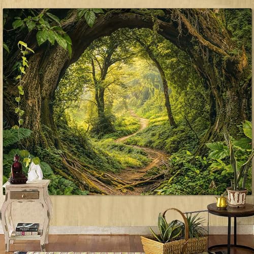 Kanuyee Forest Tapestry Green Landscape Wall Tapestry Nature Tapestries for Bedroom Ceiling Tapestries Wall Hanging for Bedroom Living Room Wall Decor Forest2 44x60