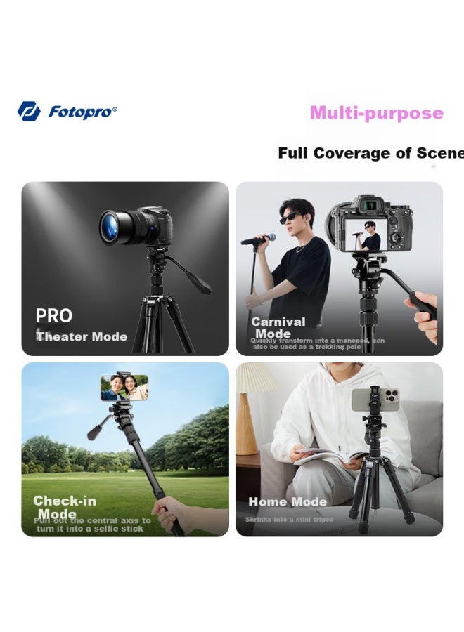 Fotopro Fy830+Mh-2A Quick Release Compact And Adjustable Selfie Stick Digital Camera Concert Tripod With Phone Holder - Image 3