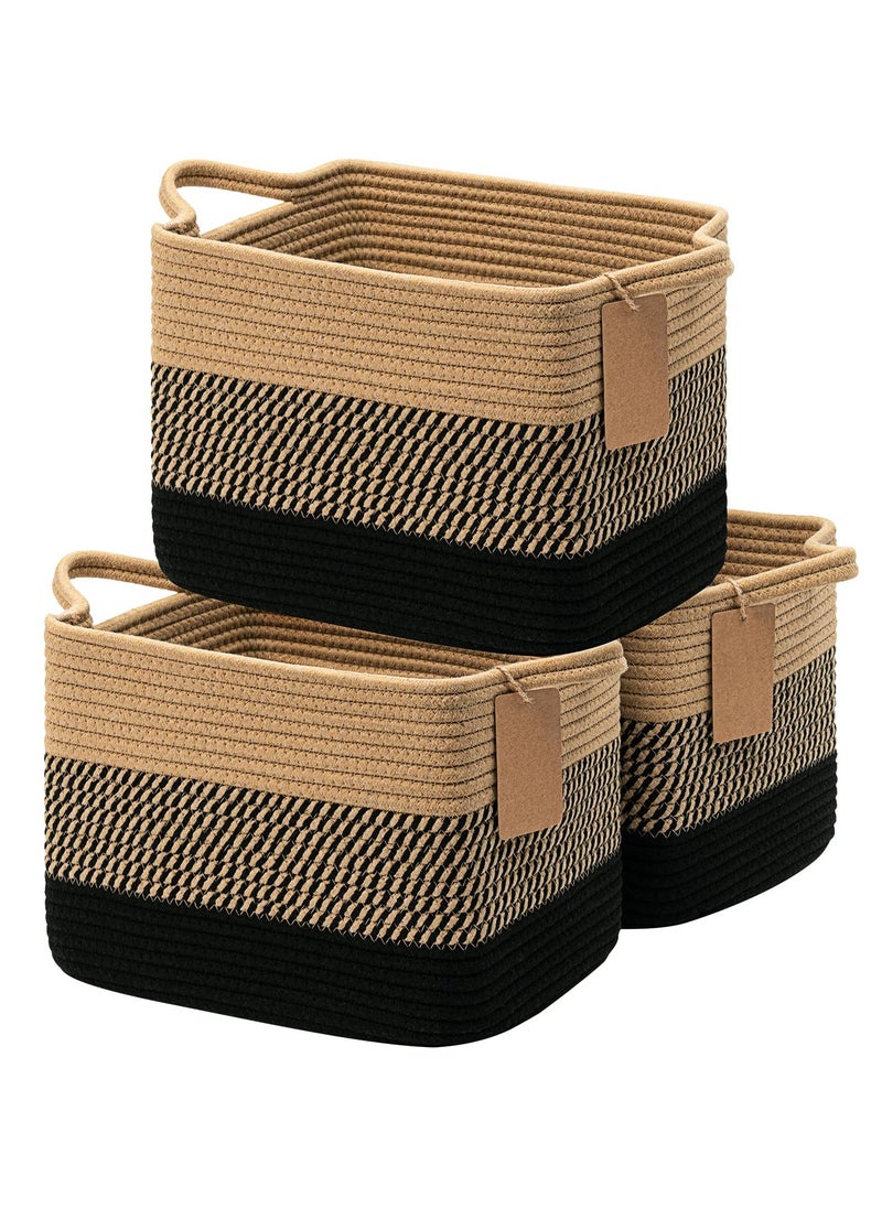 Anmi - 3 Pack Storage Basket, Woven Baskets for Storage, Small Laundry Basket for Toys, Books, Rectangular Baskets for Shelves, Living Room, Bathroom, 13 x 10 x 9 Inches - Image 1