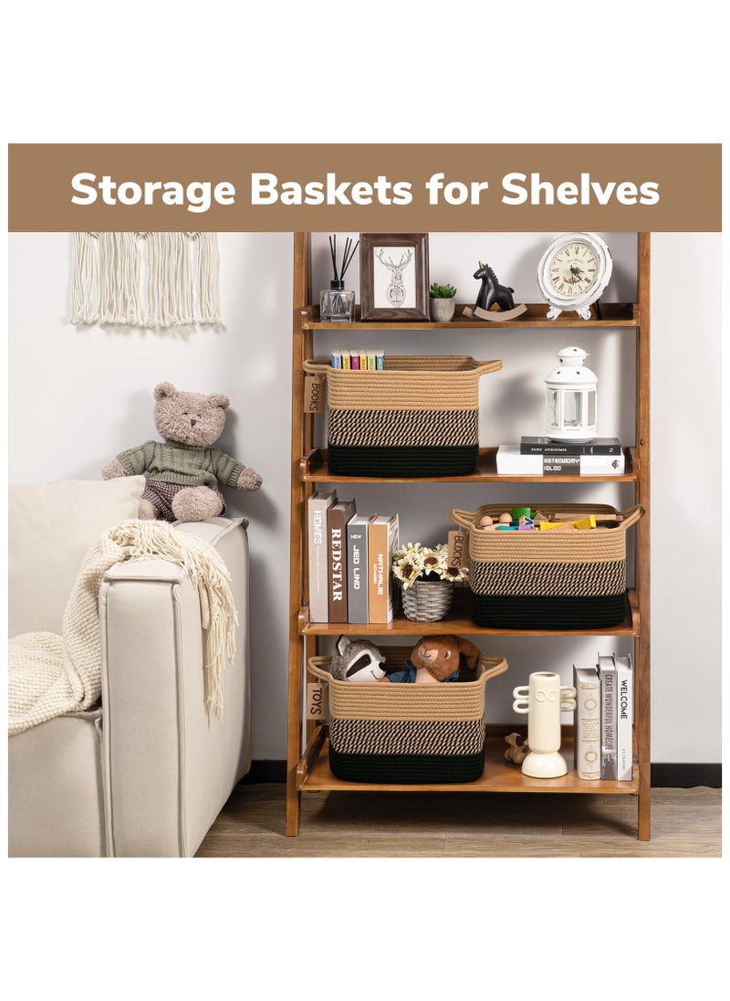 Anmi - 3 Pack Storage Basket, Woven Baskets for Storage, Small Laundry Basket for Toys, Books, Rectangular Baskets for Shelves, Living Room, Bathroom, 13 x 10 x 9 Inches - Image 1