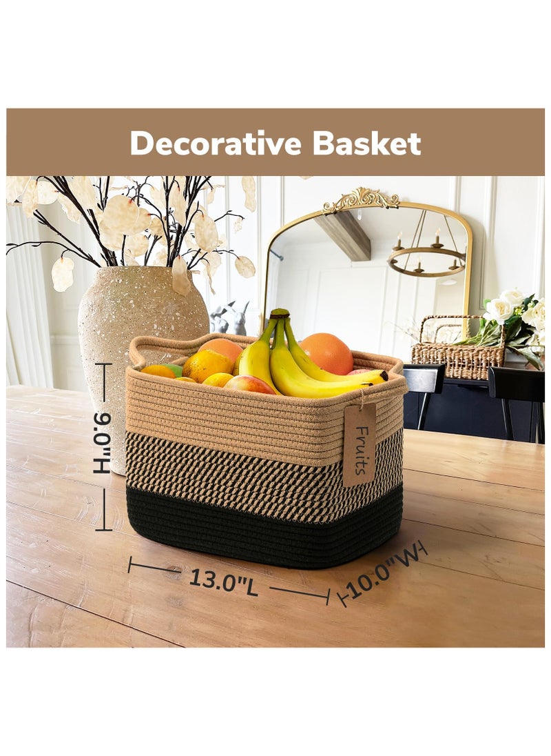 Anmi - 3 Pack Storage Basket, Woven Baskets for Storage, Small Laundry Basket for Toys, Books, Rectangular Baskets for Shelves, Living Room, Bathroom, 13 x 10 x 9 Inches - Image 1