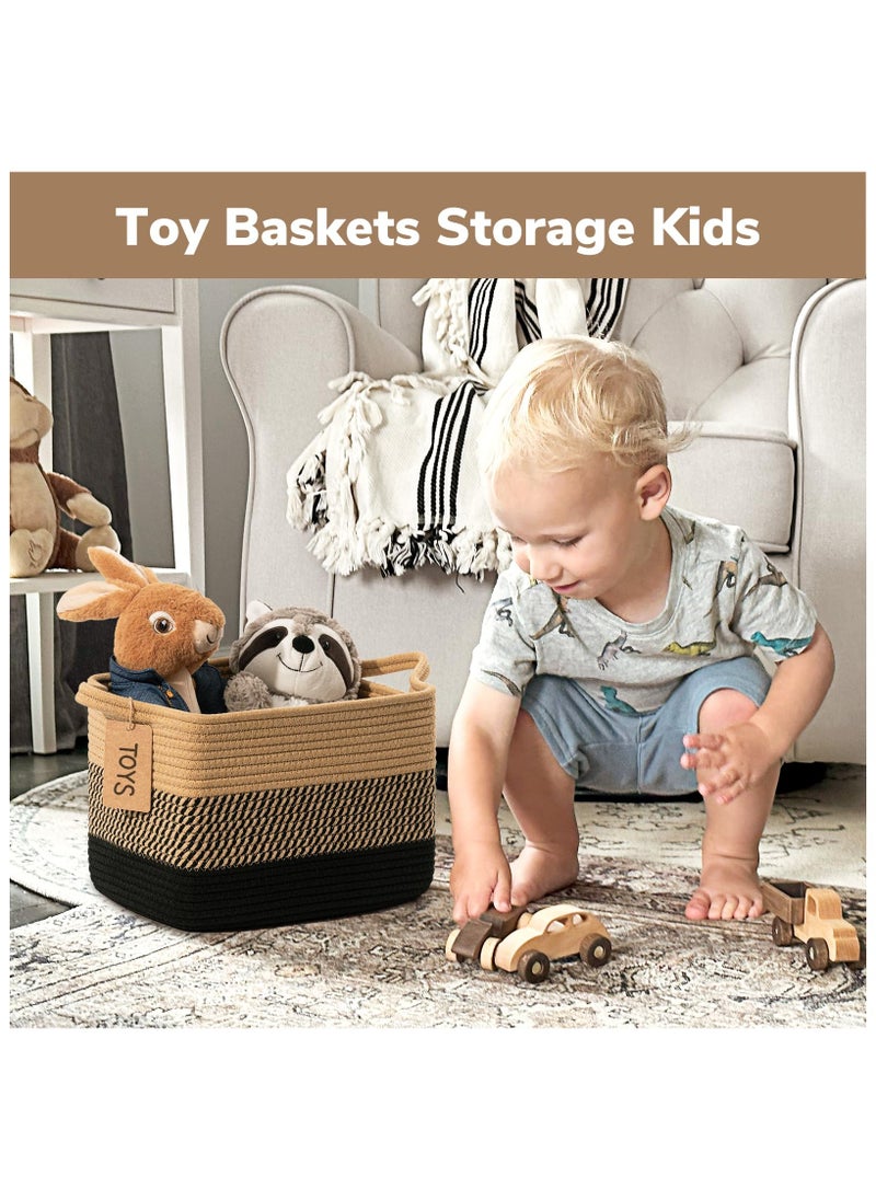 Anmi - 3 Pack Storage Basket, Woven Baskets for Storage, Small Laundry Basket for Toys, Books, Rectangular Baskets for Shelves, Living Room, Bathroom, 13 x 10 x 9 Inches - Image 1