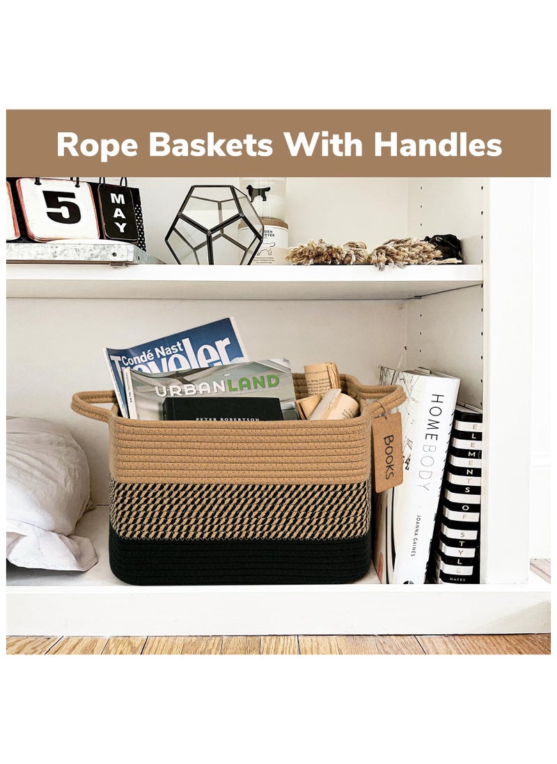 Anmi - 3 Pack Storage Basket, Woven Baskets for Storage, Small Laundry Basket for Toys, Books, Rectangular Baskets for Shelves, Living Room, Bathroom, 13 x 10 x 9 Inches - Image 1