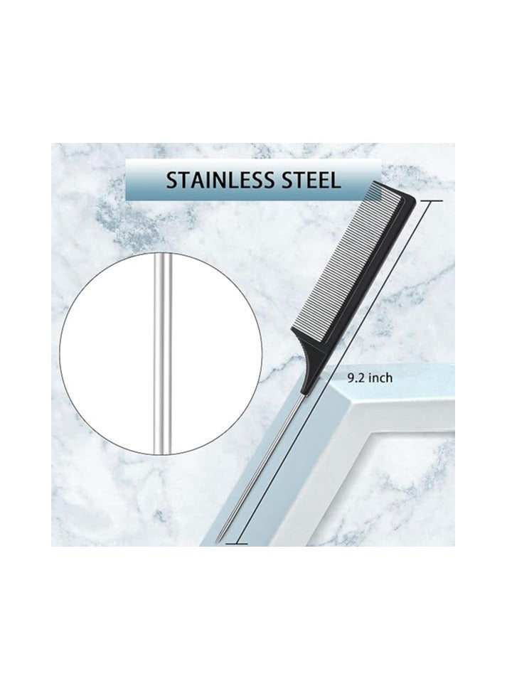 VIUAUAX 3 Pcs Slick Brush Set Bristle Hair Brush Teasing Comb Edge Hair Brush Grooming Combs Sturdy Rat Tail Comb for Women Babies Kids' Hair Black - Image 4