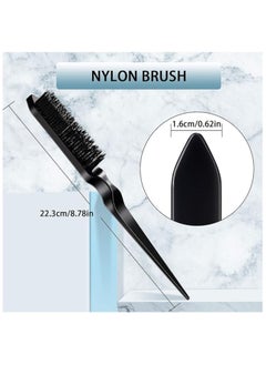 Generic 3 Pcs Slick Brush Set Bristle Hair Brush Teasing Comb Edge Hair Brush Grooming Combs Sturdy Rat Tail Comb for Women Babies Kids' Hair Black  - Image 3