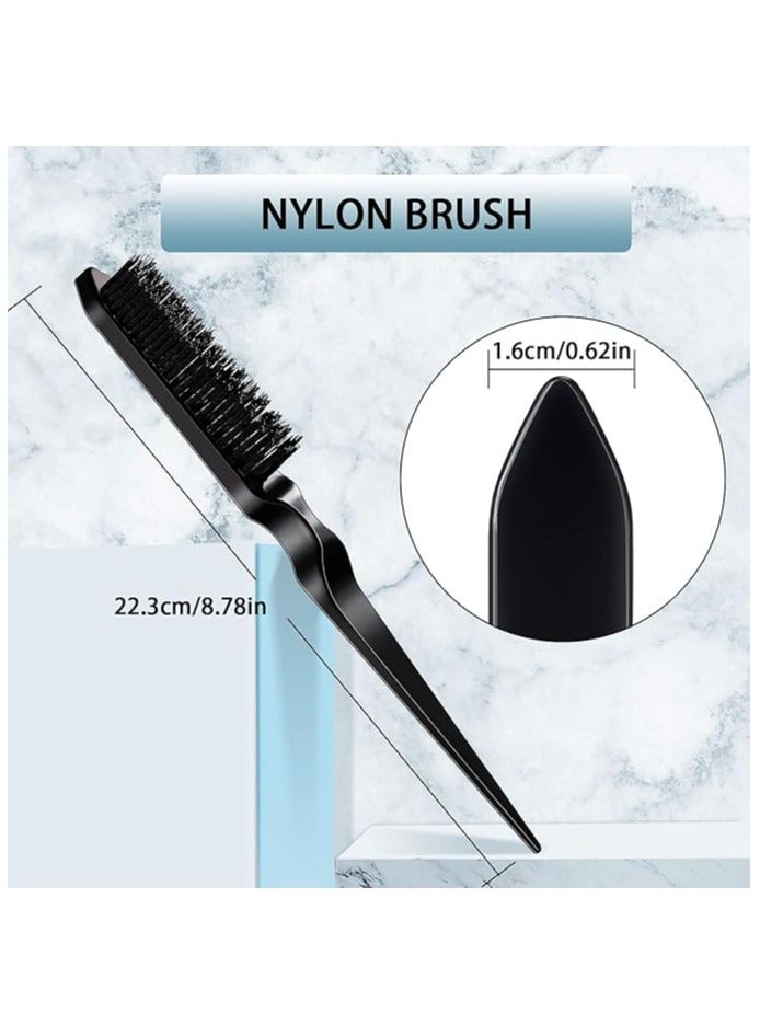 VIUAUAX 3 Pcs Slick Brush Set Bristle Hair Brush Teasing Comb Edge Hair Brush Grooming Combs Sturdy Rat Tail Comb for Women Babies Kids' Hair Black - Image 3