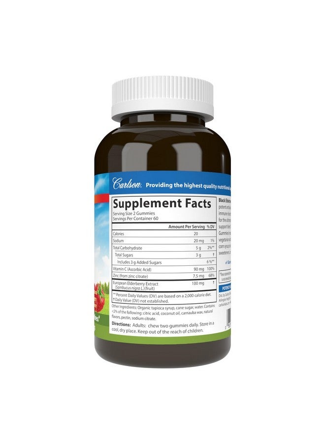 Carlson - Black Elderberry Gummies, with Vitamin C & Zinc, Immune Support, 120 Gummies - Image 5