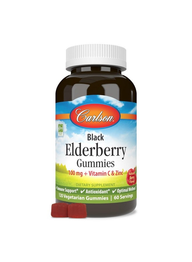 Carlson - Black Elderberry Gummies, with Vitamin C & Zinc, Immune Support, 120 Gummies - Image 1