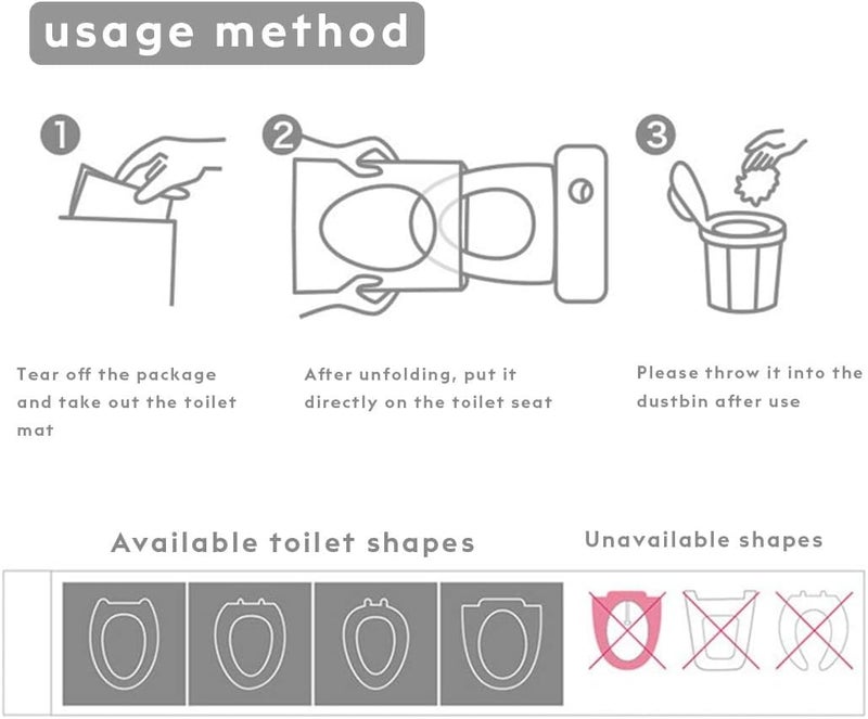 EGV -50 Pieces Disposable Plastic Toilet Seat Cover Waterproof, WC Cushion Toilet Cushion for Baby Pregnant Mom, Independent Packaging Suitable for Travel - Image 5