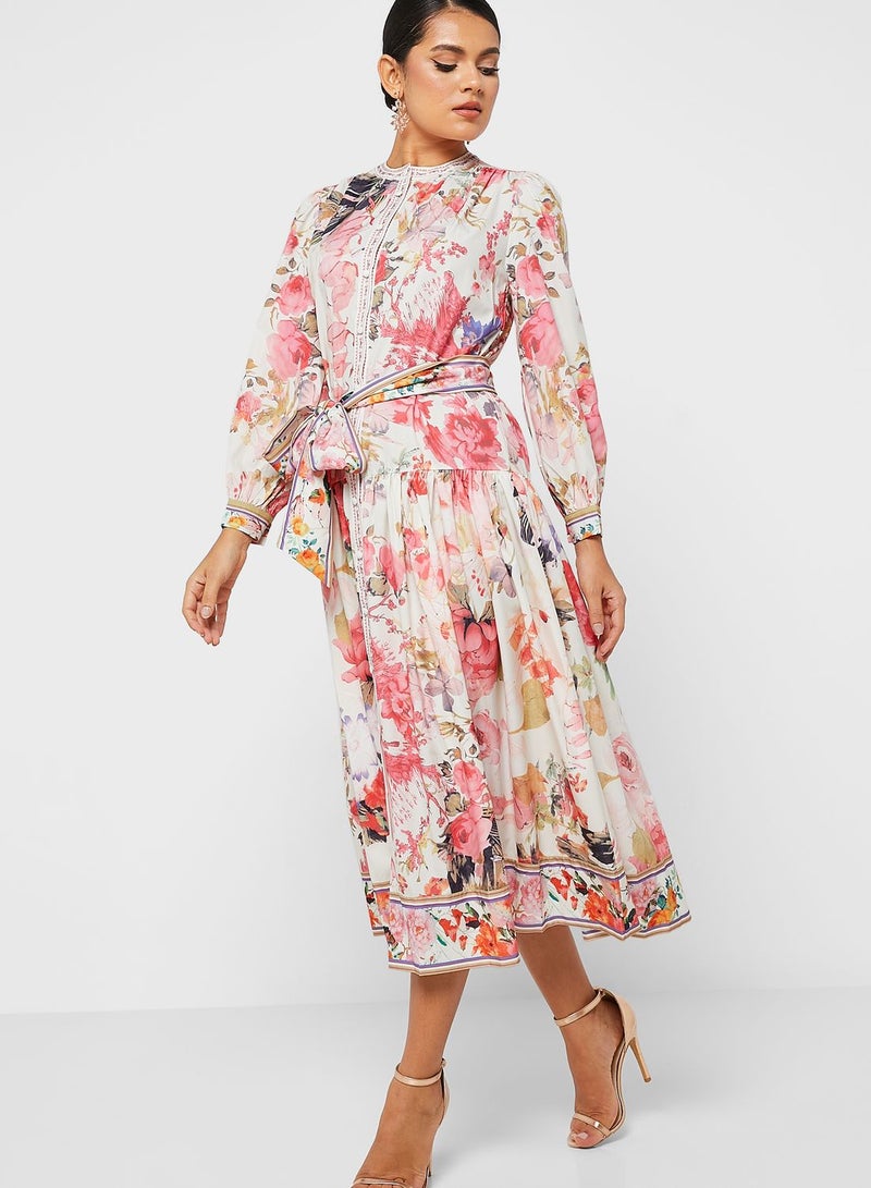 Khizana Floral Belted Midi Dress  - Image 4
