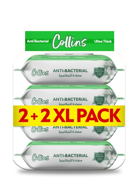 Collins Anti-Bacterial Wipes 72 Sheets Per Pack 4 Pieces Bundle Total 288 Wipes