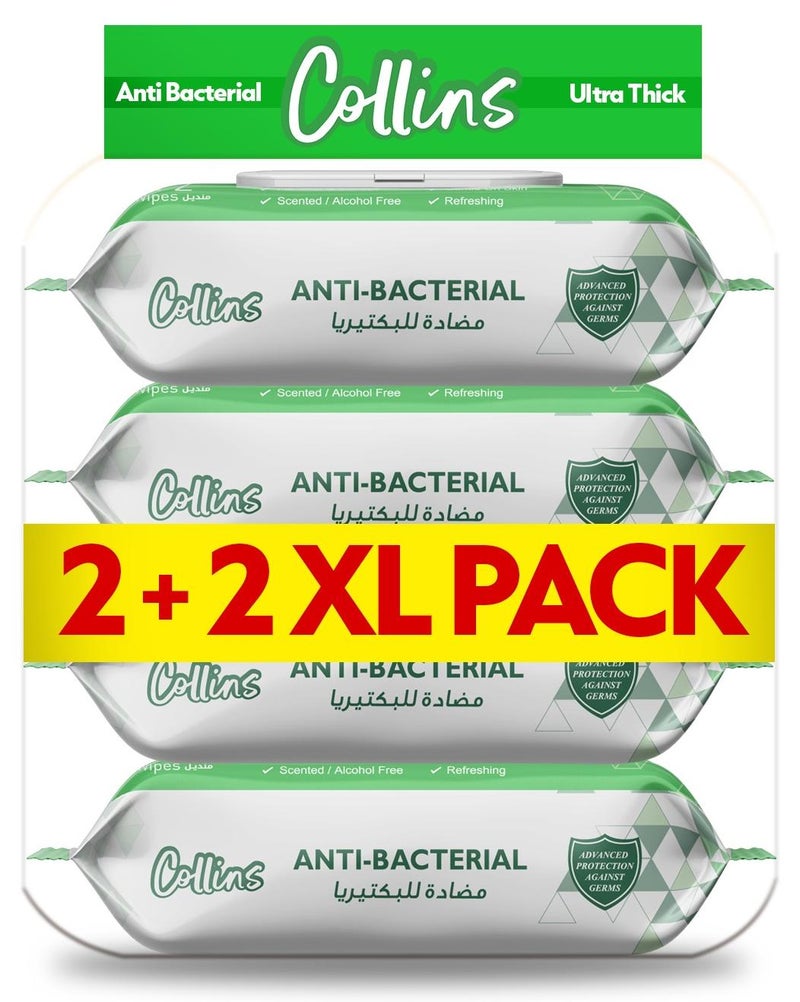 Collins Anti-Bacterial Wipes 72 Sheets Per Pack 4 Pieces Bundle Total 288 Wipes - Image 1