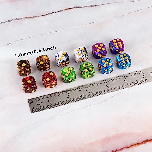 LAMJAM 36 Pieces 16mm Marble D6 Dice 6 Sided Dice Set Round Corner Board Game Dice for MTG DND Tenzi Farkle Yahtzee Bunco or Math Learning - Image 5