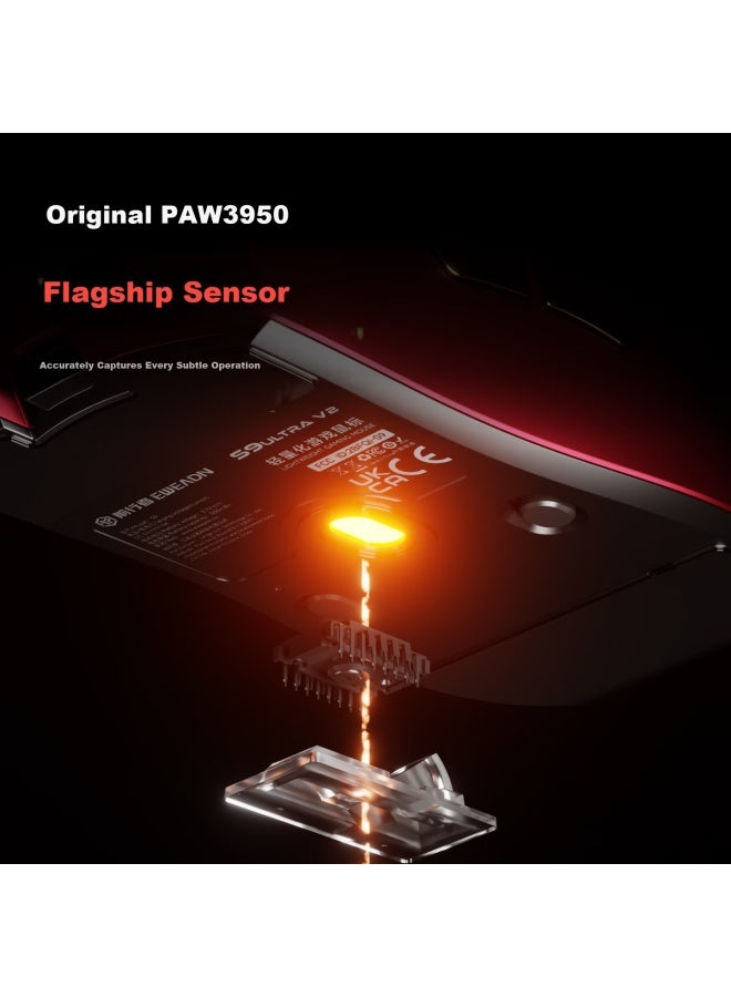 Eweadn ماوس الألعاب اللاسلكي Eweadn S9 Ultra V2 ثلاثي الوضع بلوتوث خفيف الوزن رائد 3950 معدل تقرير مزدوج 8k ملحق عالمي للكمبيوتر المحمول أبيض قطبي - Image 2